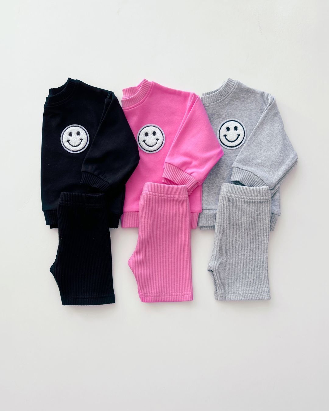 smiley biker shorts set // gray (available in EXTENDED SIZING!)