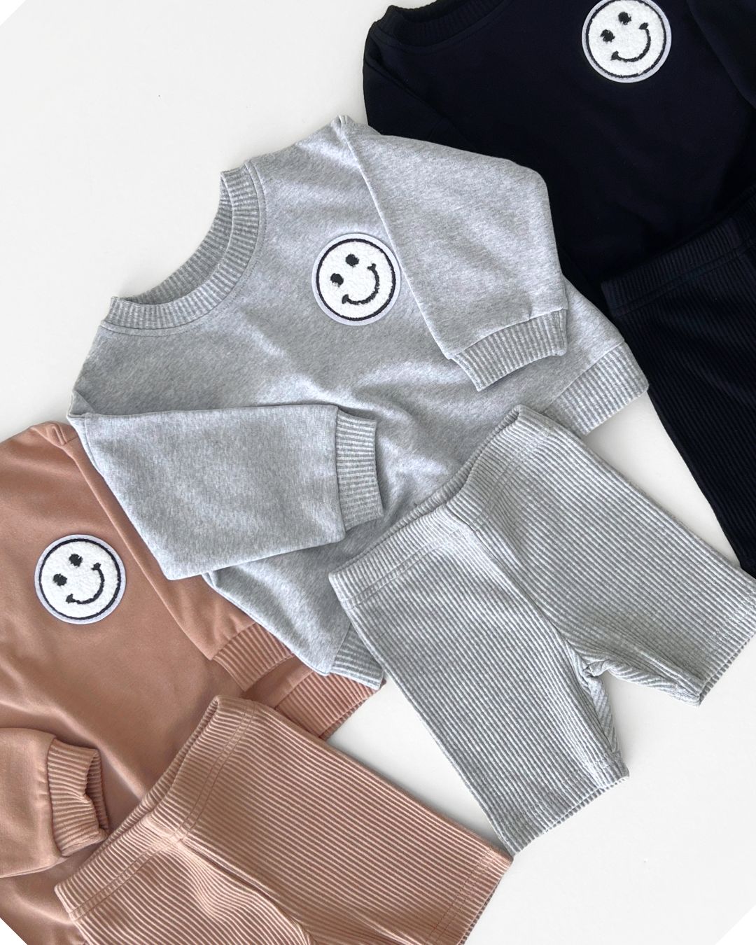 smiley biker shorts set // gray (available in EXTENDED SIZING!)