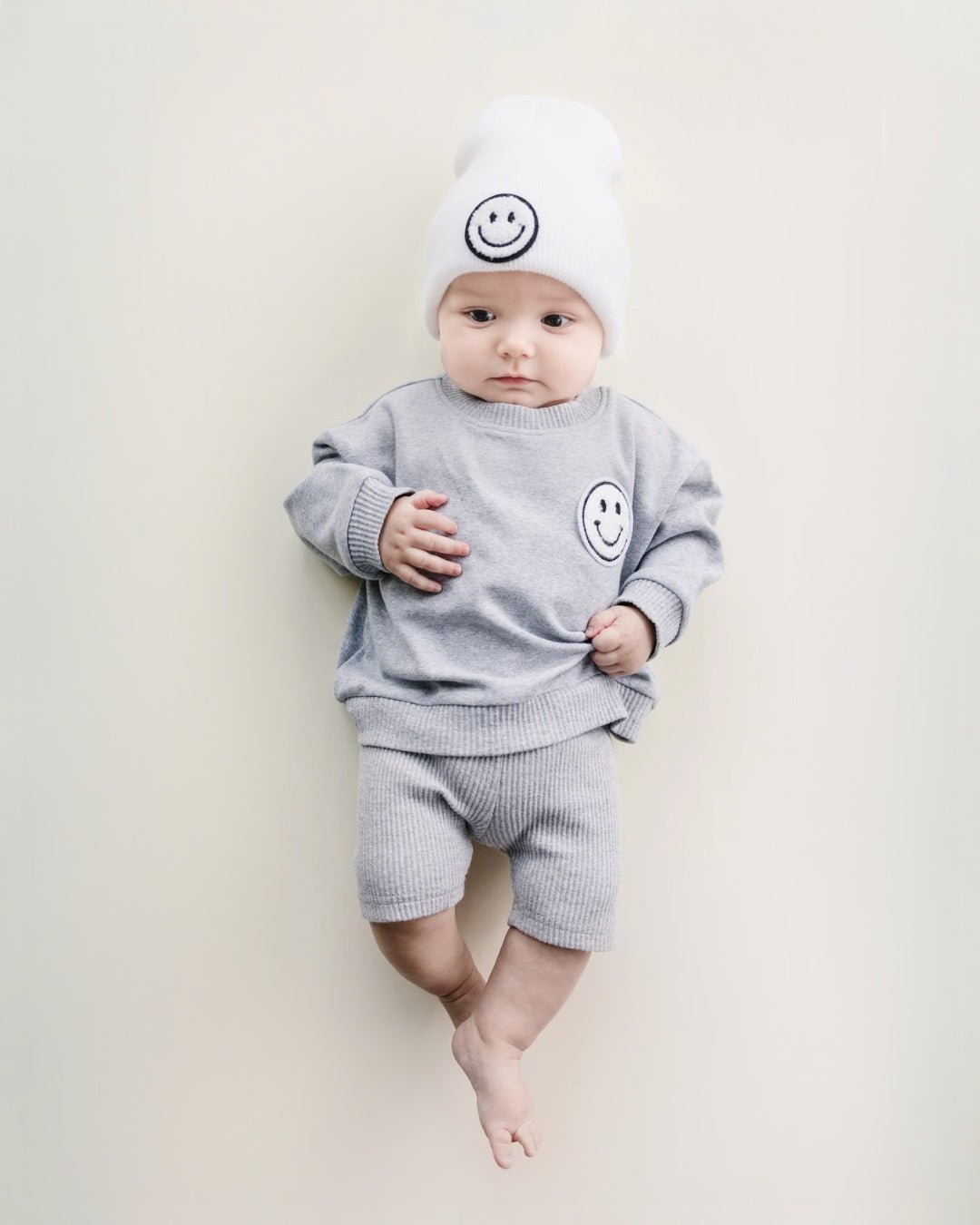 smiley biker shorts set // gray (available in EXTENDED SIZING!)