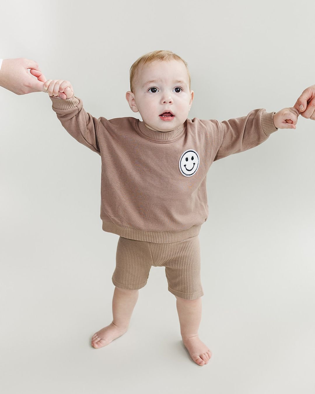 smiley biker shorts set // mocha (available in EXTENDED SIZING!)