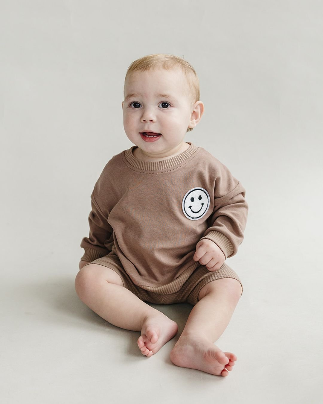 smiley biker shorts set // mocha (available in EXTENDED SIZING!)