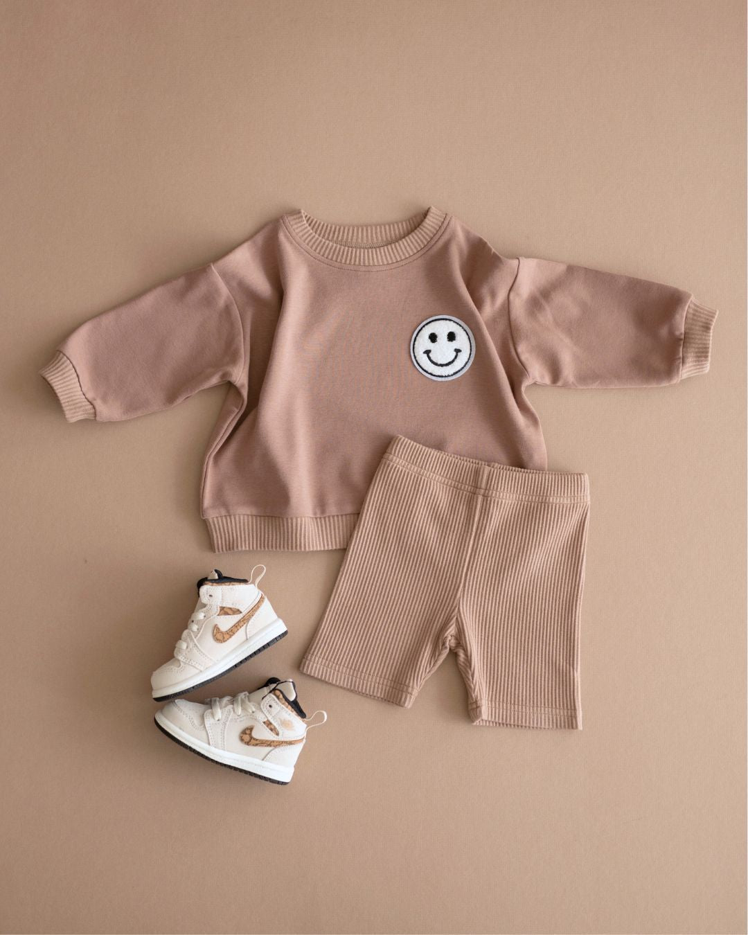 smiley biker shorts set // mocha (available in EXTENDED SIZING!)