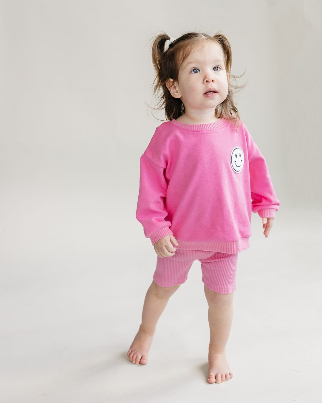 smiley biker shorts set // pink (available in EXTENDED SIZING!)