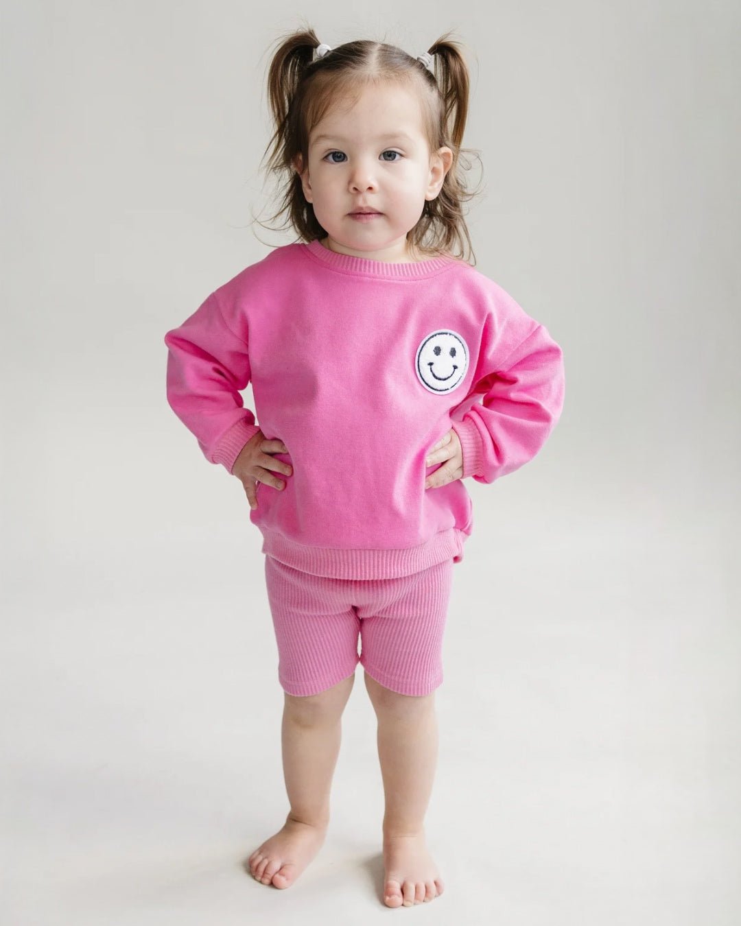 smiley biker shorts set // pink (available in EXTENDED SIZING!)