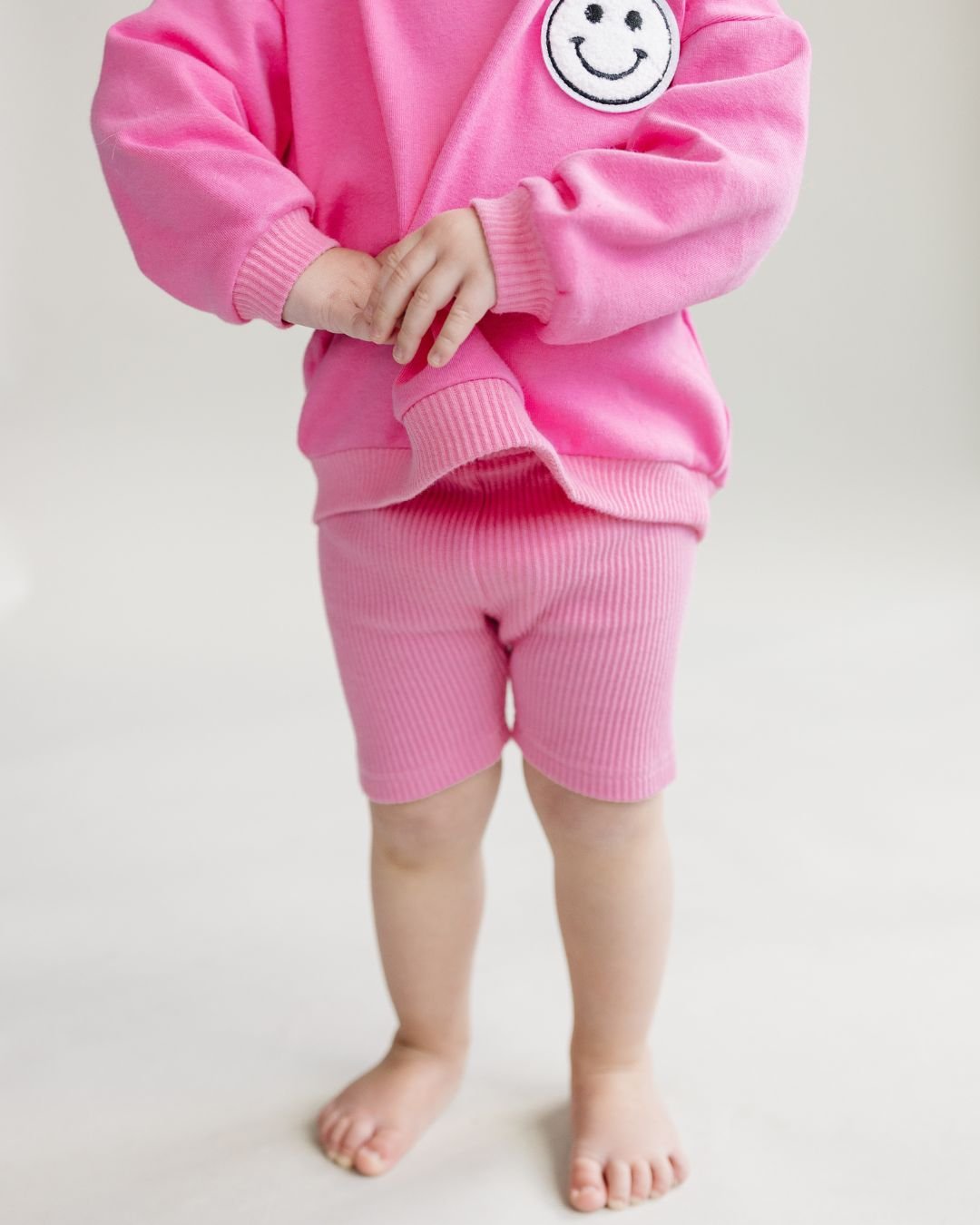 smiley biker shorts set // pink (available in EXTENDED SIZING!)
