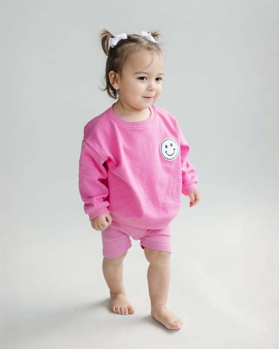 smiley biker shorts set // pink (available in EXTENDED SIZING!)