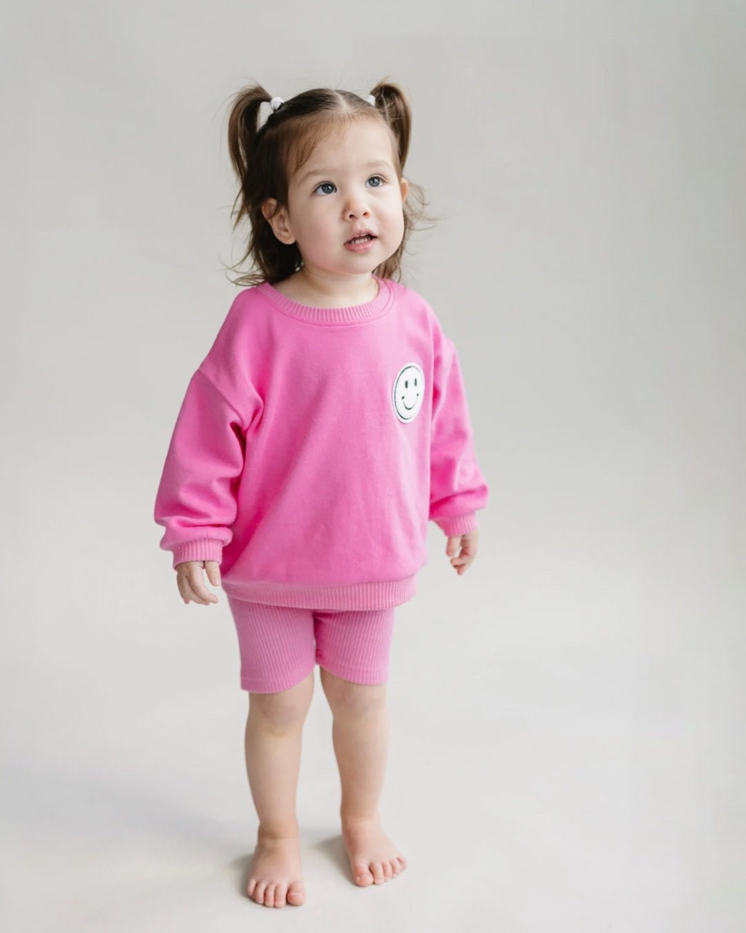 smiley biker shorts set // pink (available in EXTENDED SIZING!)