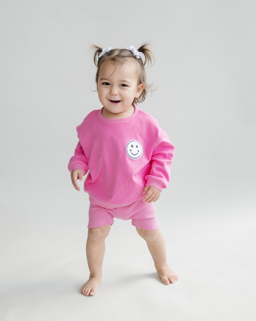 smiley biker shorts set // pink (available in EXTENDED SIZING!)