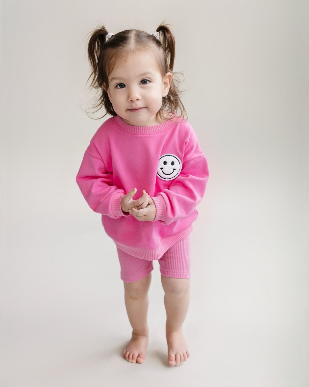 smiley biker shorts set // pink (available in EXTENDED SIZING!)