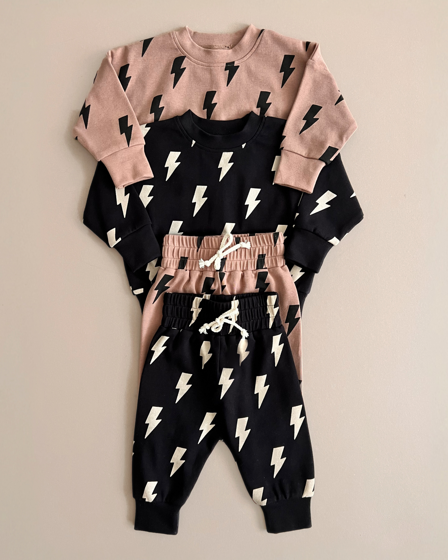 jogger set // black bolts (available in extended sizing up to 8/9)