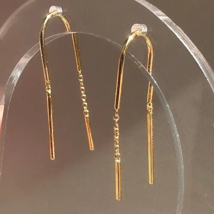 gold threader duo earrings