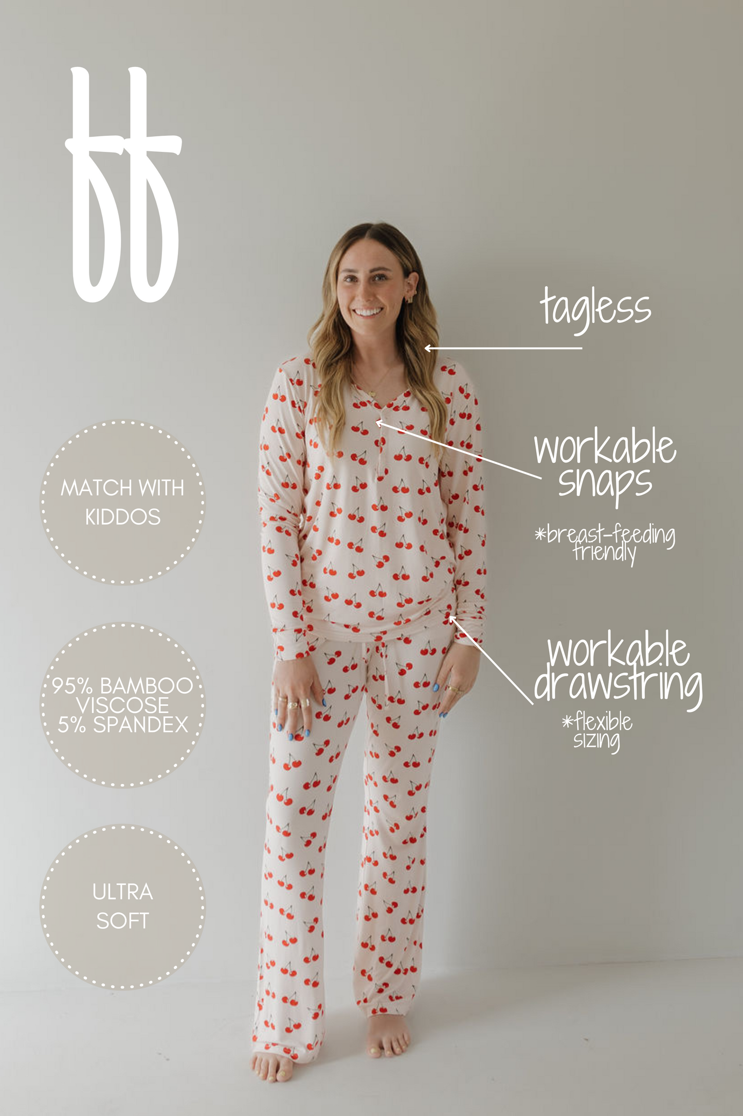 women's bamboo pajamas // cherry orchard