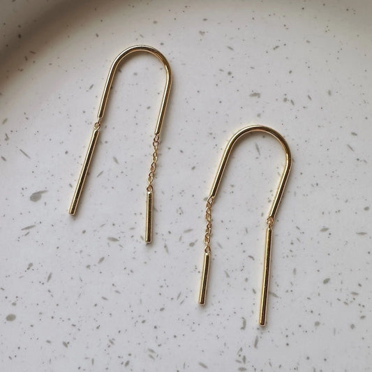 gold threader duo earrings