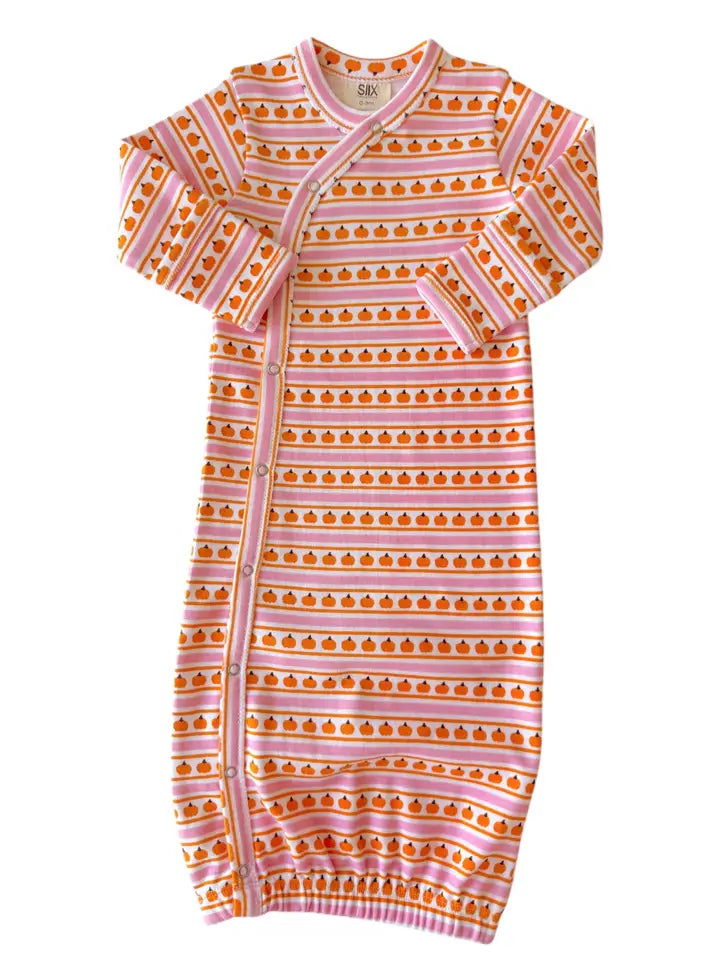 organic gown // pink pumpkin stripe