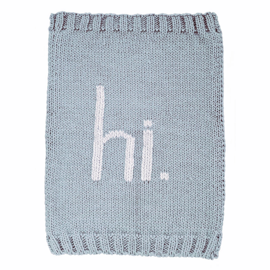 hi knitted baby blanket // blue