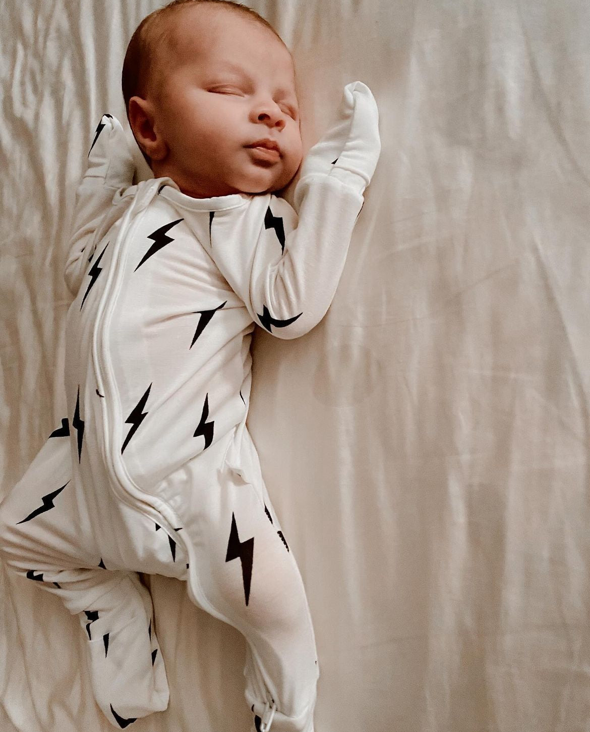 white/black lightning bolt bamboo pajamas // ZIPPY