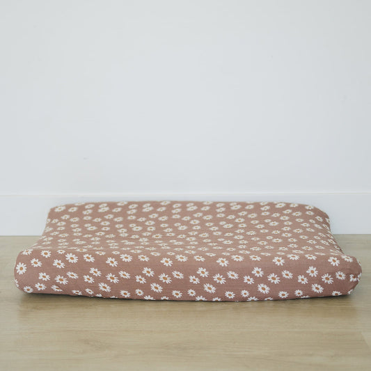 muslin changing pad cover // mauve daisy