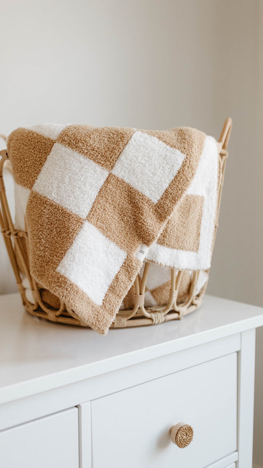 plush blanket // neutral checkerboard