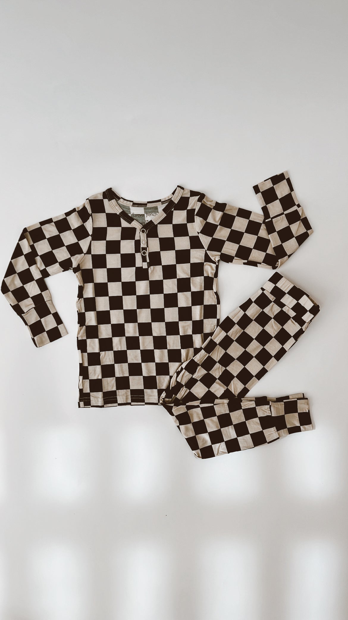 black checkerboard bamboo pajamas // LONG-SLEEVE TWO-PIECE SET (comes in extended sizing)