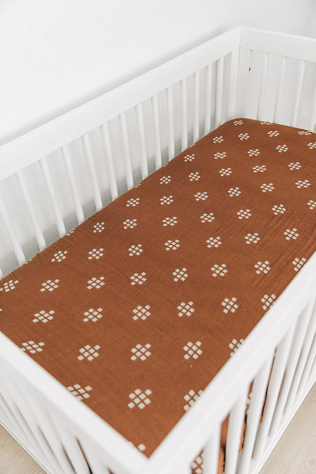 muslin crib sheet // boho chestnut