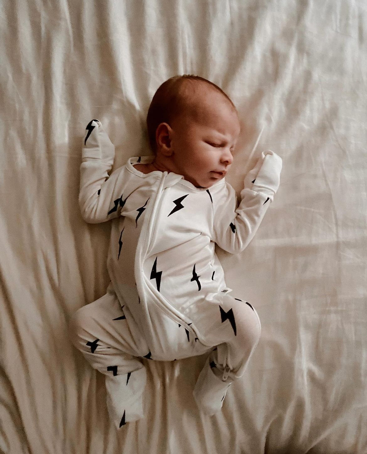 white/black lightning bolt bamboo pajamas // ZIPPY
