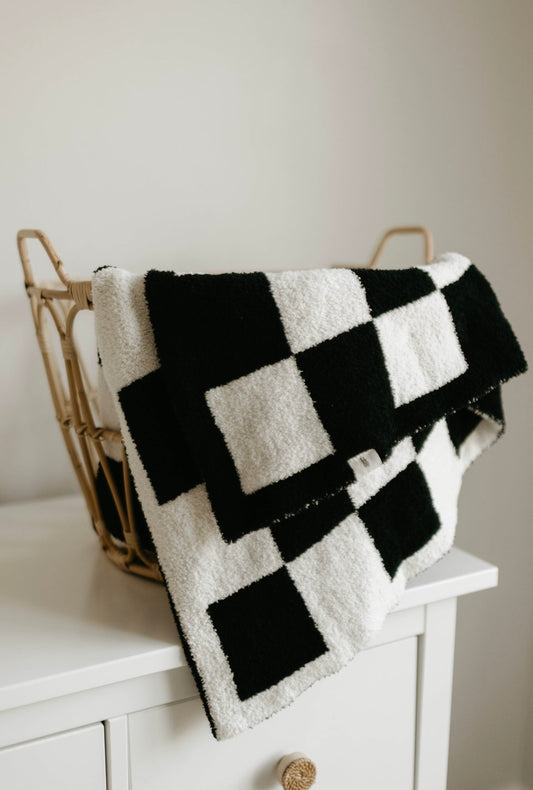 plush blanket // black + white checkerboard