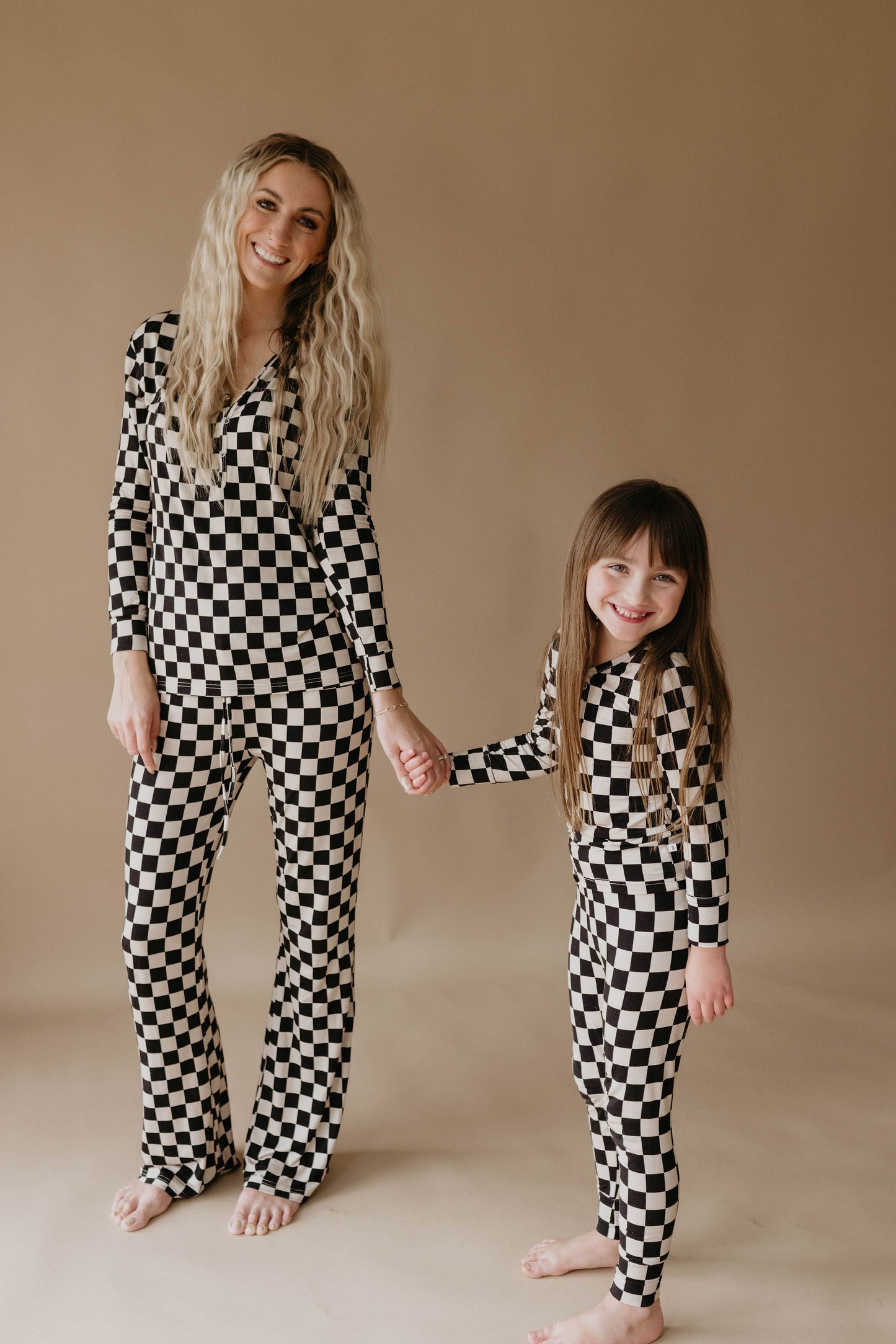 black checkerboard bamboo pajamas // LONG-SLEEVE TWO-PIECE SET (comes in extended sizing)