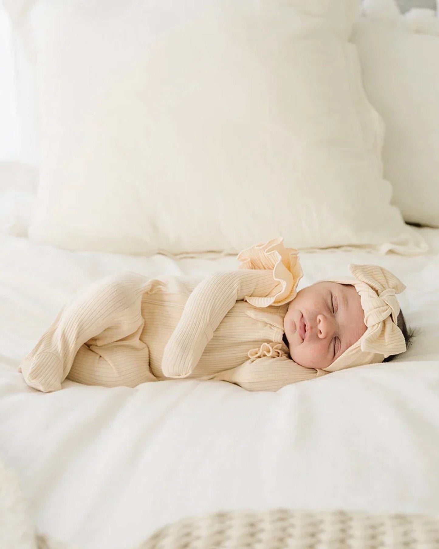 organic zip footie set // vanilla