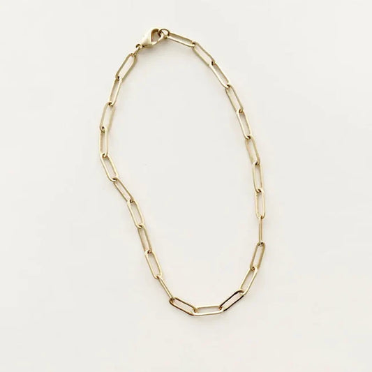 gold paper clip chain bracelet // women's