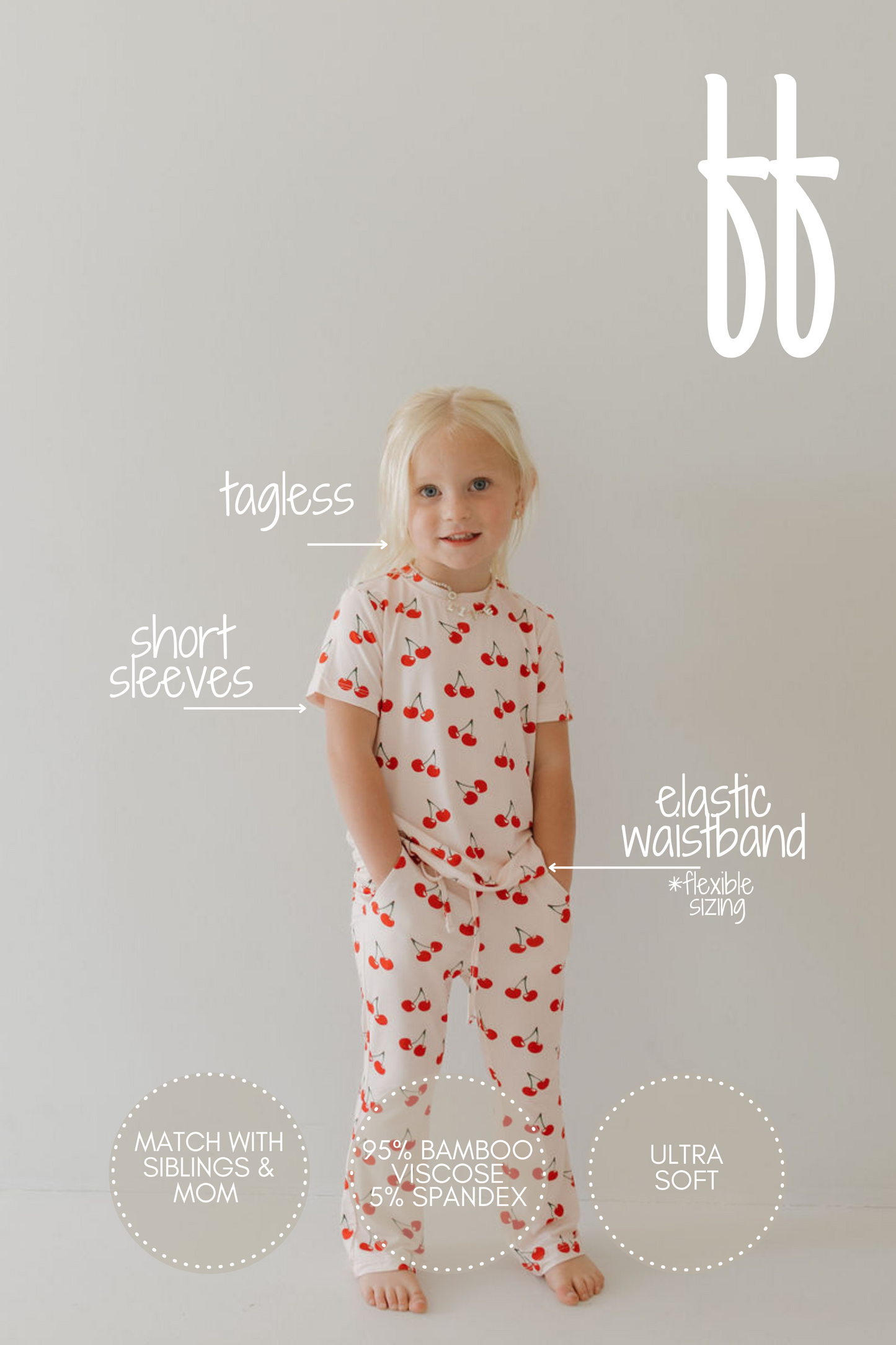 cherry orchard bamboo lounge set // SHORT-SLEEVE TOP + PANTS SET (sizing up to 10/12)