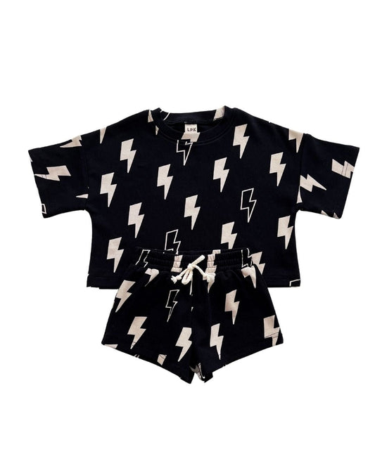 shorts set // black bolts (*AVAILABLE IN EXTENDED SIZING UP TO 8/9*)