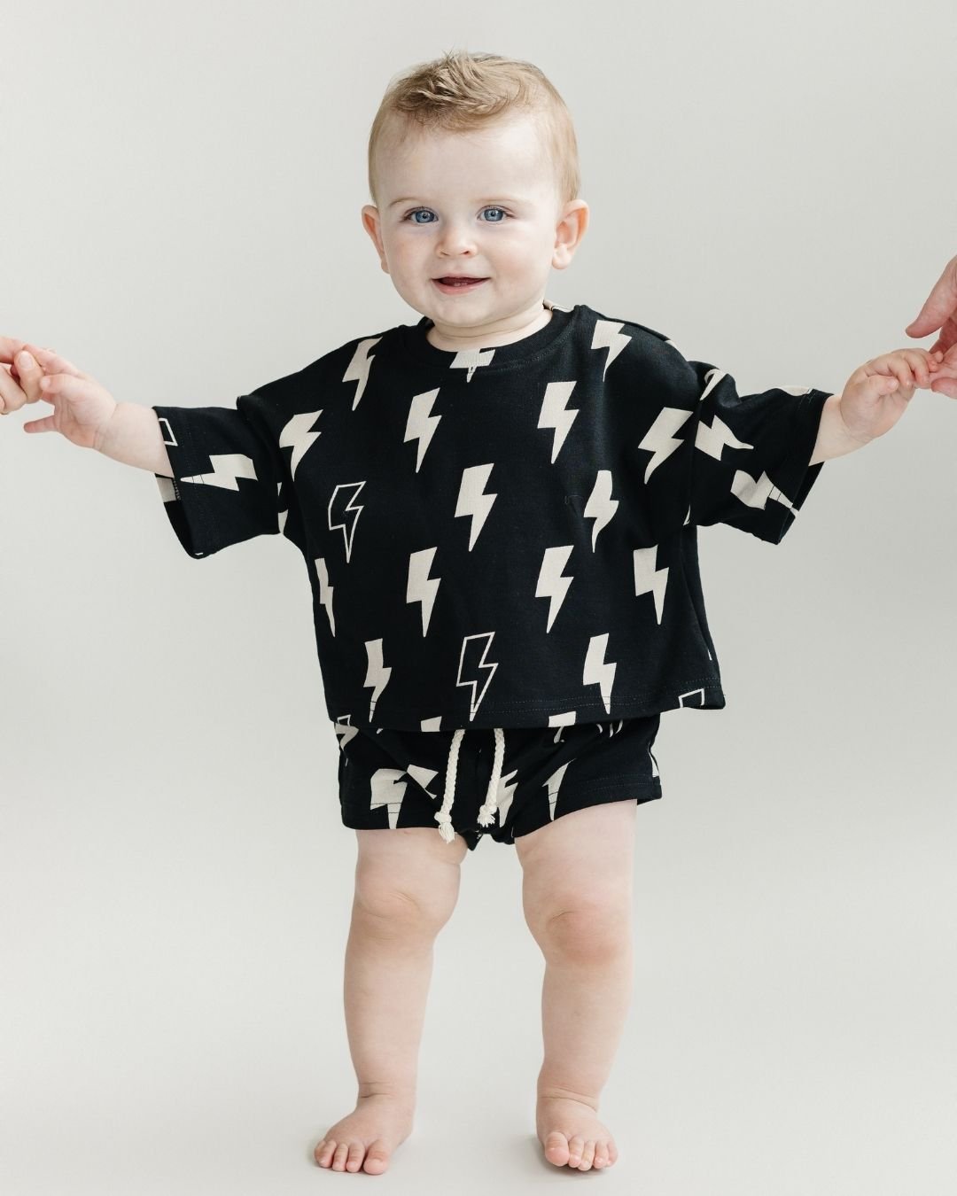 shorts set // black bolts (*AVAILABLE IN EXTENDED SIZING UP TO 8/9*)