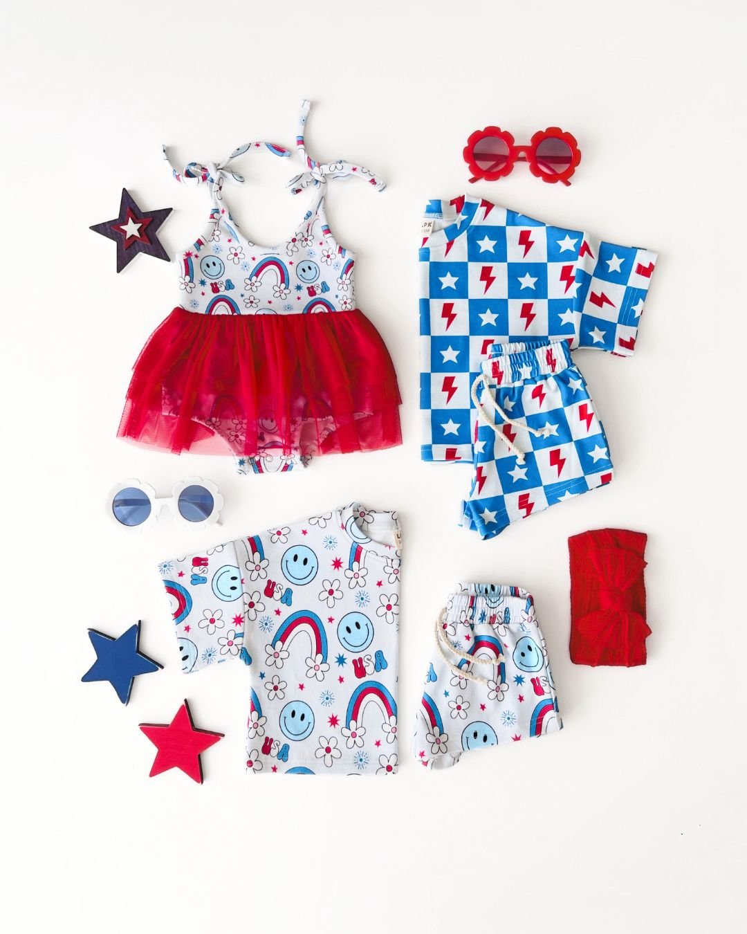 shorts set // checkered patriotic (available in EXTENDED SIZING!)
