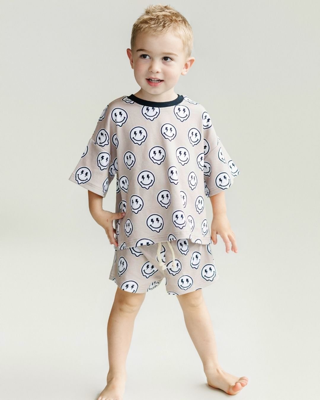 shorts set // electric drippy smileys (*AVAILABLE IN EXTENDED SIZING UP TO 8/9*)