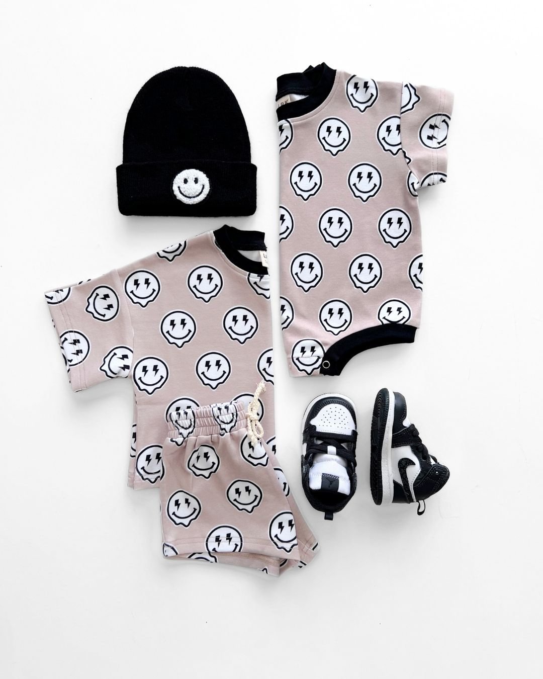 shorts set // electric drippy smileys (*AVAILABLE IN EXTENDED SIZING UP TO 8/9*)