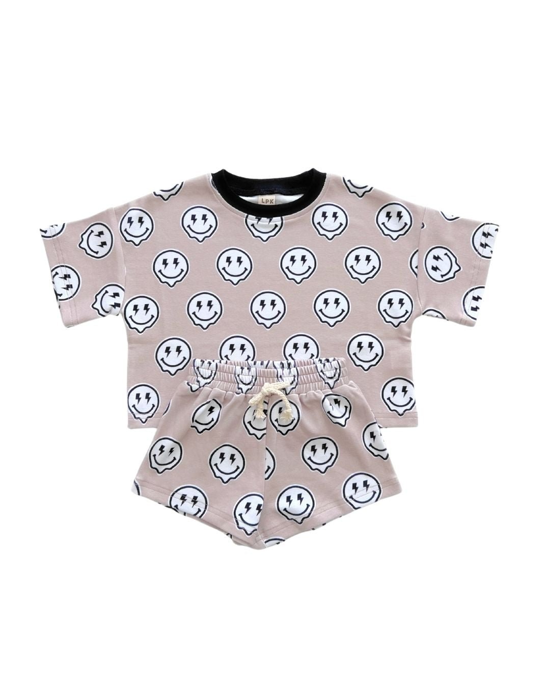 shorts set // electric drippy smileys (*AVAILABLE IN EXTENDED SIZING UP TO 8/9*)