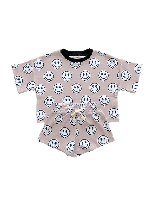 shorts set // electric drippy smileys (*AVAILABLE IN EXTENDED SIZING UP TO 8/9*)