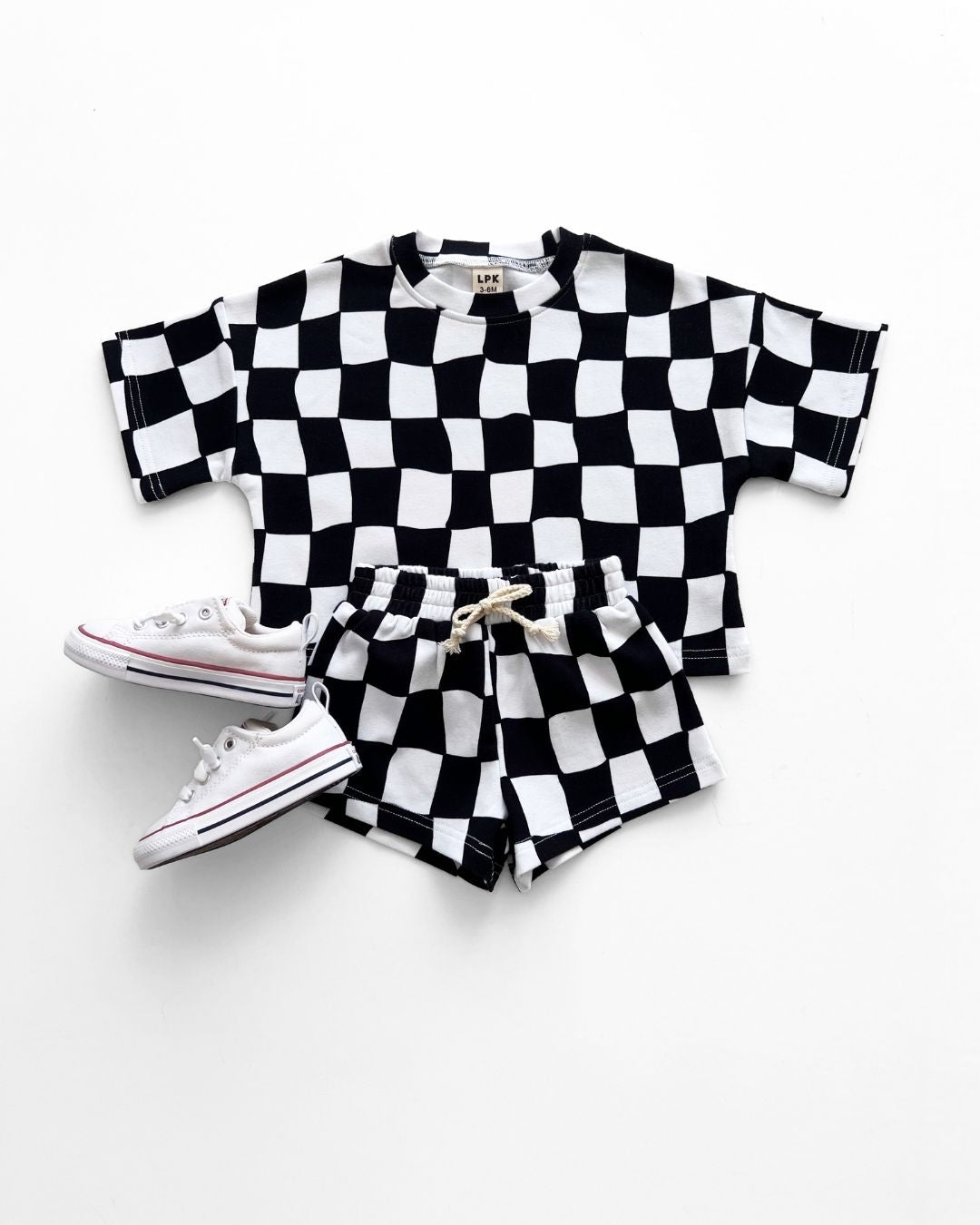shorts set // wavy checkered (*AVAILABLE IN EXTENDED SIZING UP TO 8/9*)