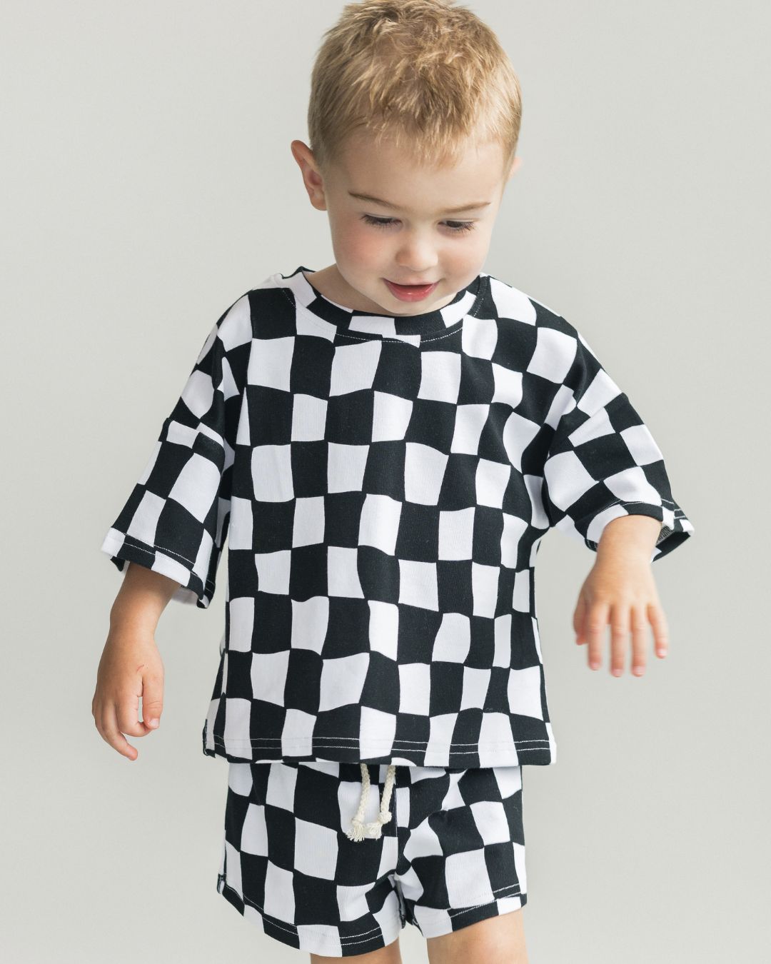shorts set // wavy checkered (*AVAILABLE IN EXTENDED SIZING UP TO 8/9*)