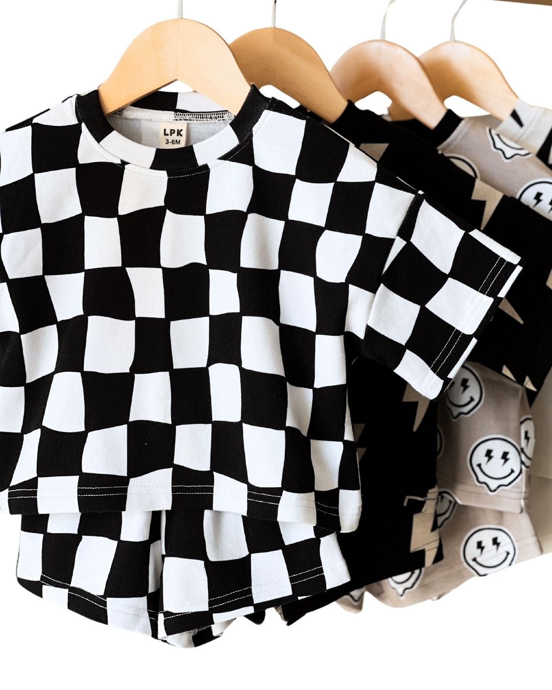 shorts set // wavy checkered (*AVAILABLE IN EXTENDED SIZING UP TO 8/9*)