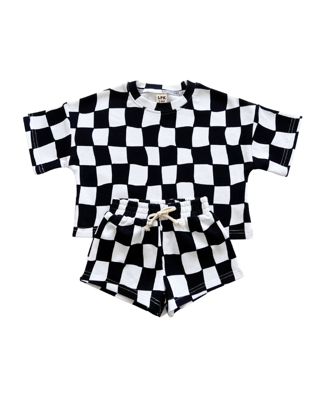 shorts set // wavy checkered (*AVAILABLE IN EXTENDED SIZING UP TO 8/9*)