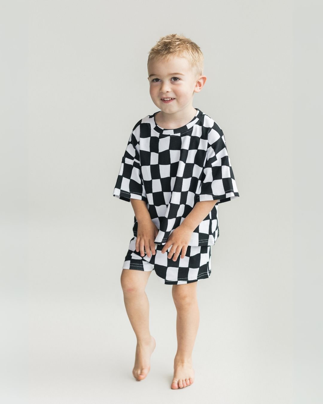 shorts set // wavy checkered (*AVAILABLE IN EXTENDED SIZING UP TO 8/9*)