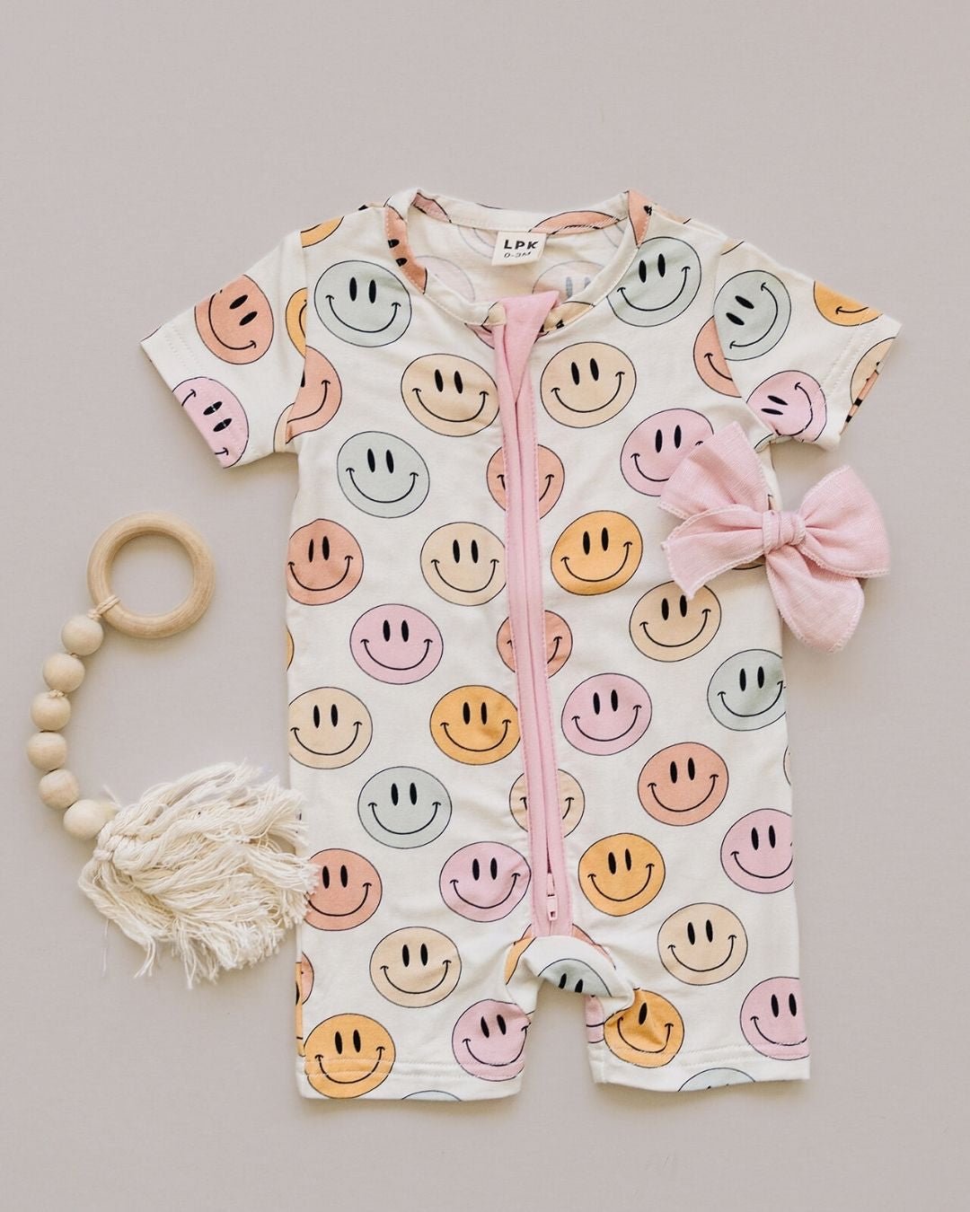 mixed pinks smiley bamboo pajamas // SHORTIE