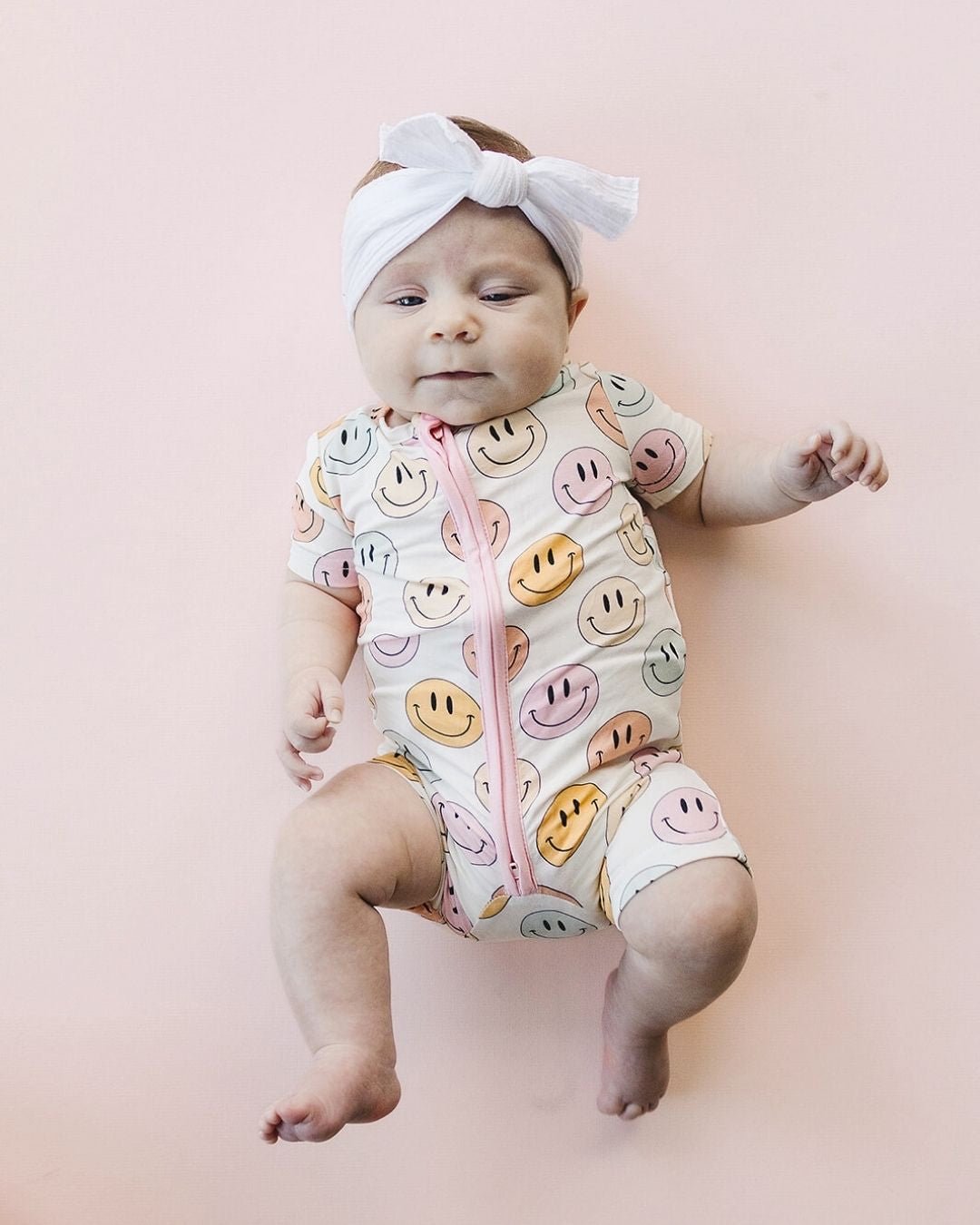 mixed pinks smiley bamboo pajamas // SHORTIE