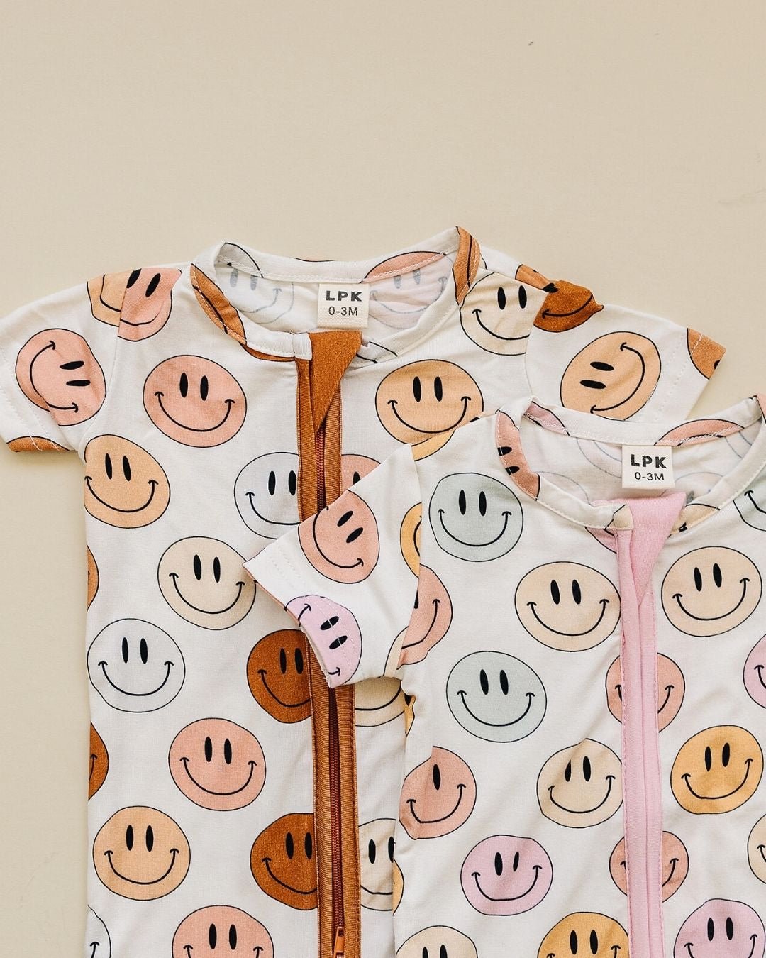 mixed pinks smiley bamboo pajamas // SHORTIE