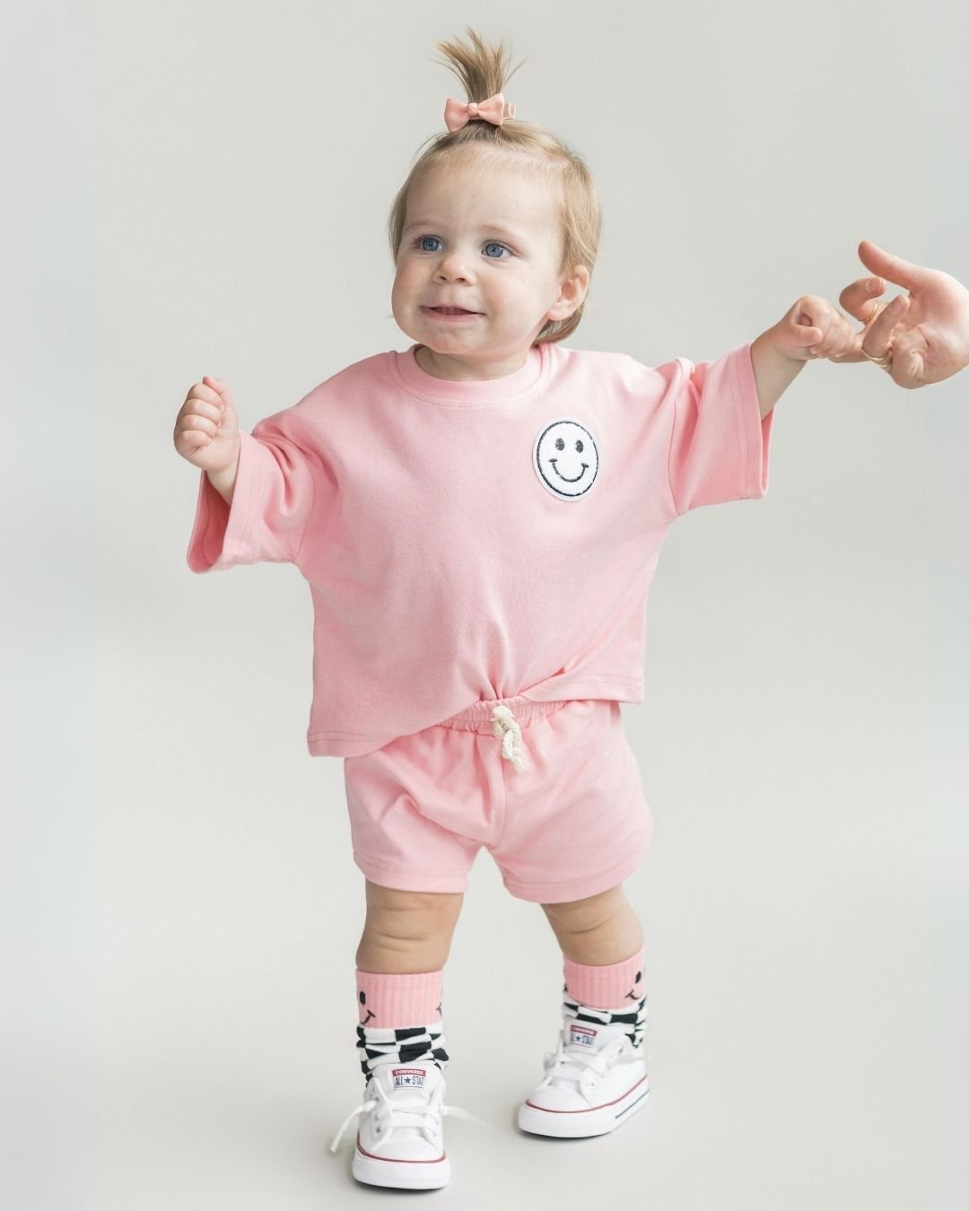 smiley shorts set // pink peach (*AVAILABLE IN EXTENDED SIZING UP TO 8/9*)