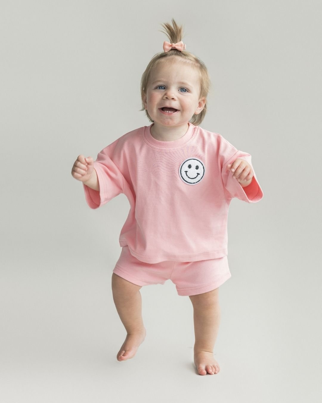 smiley shorts set // pink peach (*AVAILABLE IN EXTENDED SIZING UP TO 8/9*)