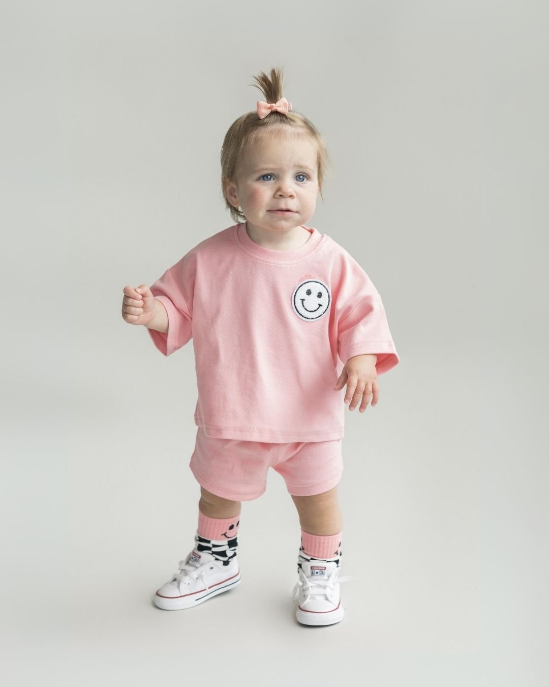smiley shorts set // pink peach (*AVAILABLE IN EXTENDED SIZING UP TO 8/9*)