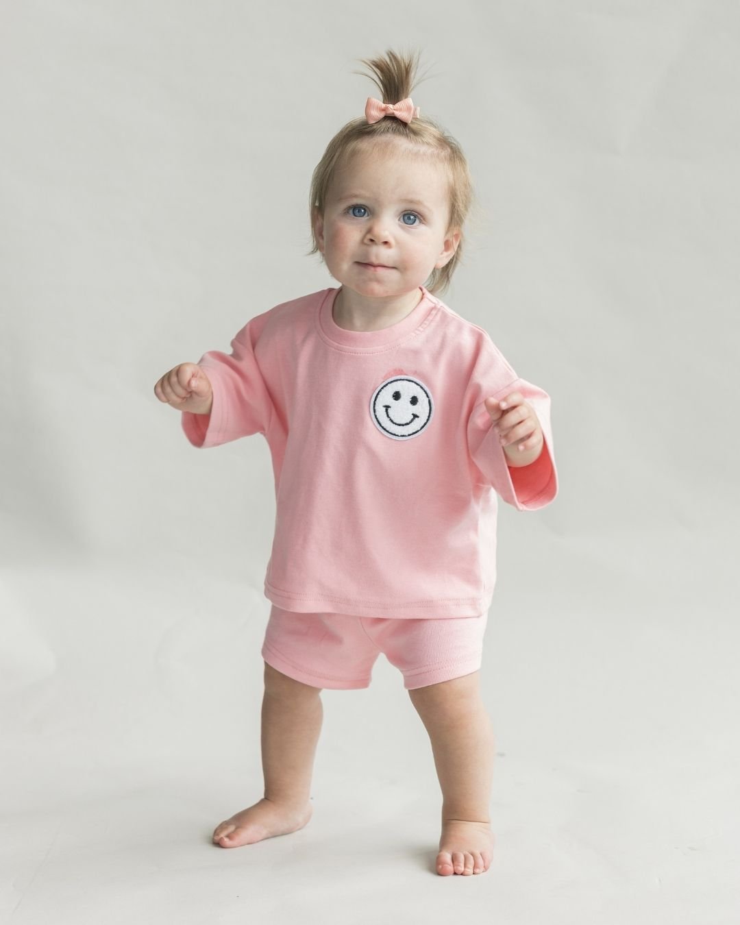smiley shorts set // pink peach (*AVAILABLE IN EXTENDED SIZING UP TO 8/9*)