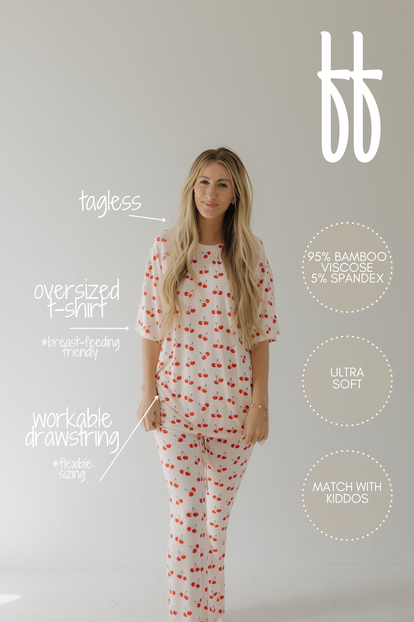 short sleeve women's bamboo pajamas // cherry orchard
